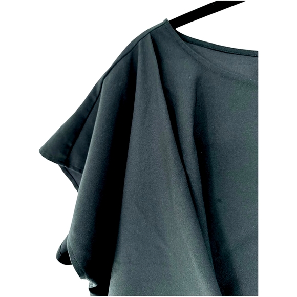 Lane Bryant Shirt Short Sleeve Blouse Black Ties In Front With Ribbon Size 14/16 - Picture 3 of 10